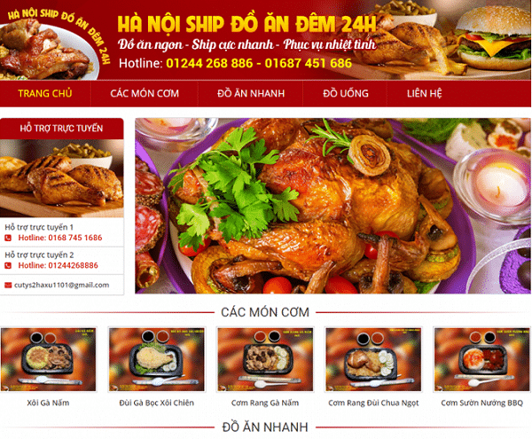 Mẫu thiết kế website bán đồ ăn đẹp tại Hà Nội