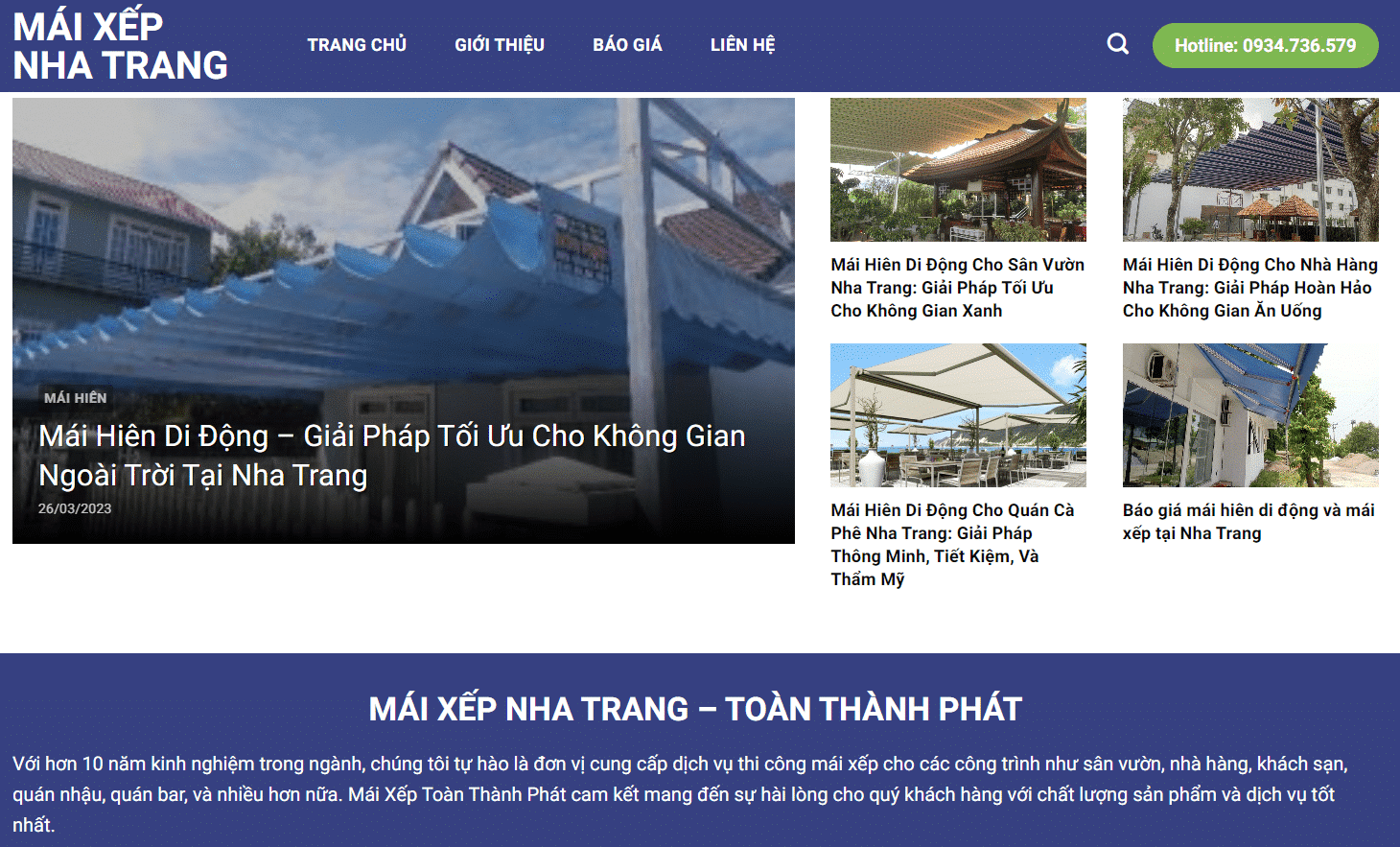 Dự án thiết kế website Mái Xếp Nha Trang của Công ty Toàn Thành Phát